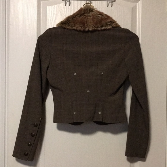 Guess Jeans Authentic Stretch Cropped Plaid Small Blazer - Picture 2 of 4